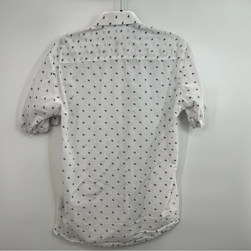 Jared Lang Men Button Down Short Sleeve Paisley Floral Embroidered Shirt Top M - Picture 4 of 9
